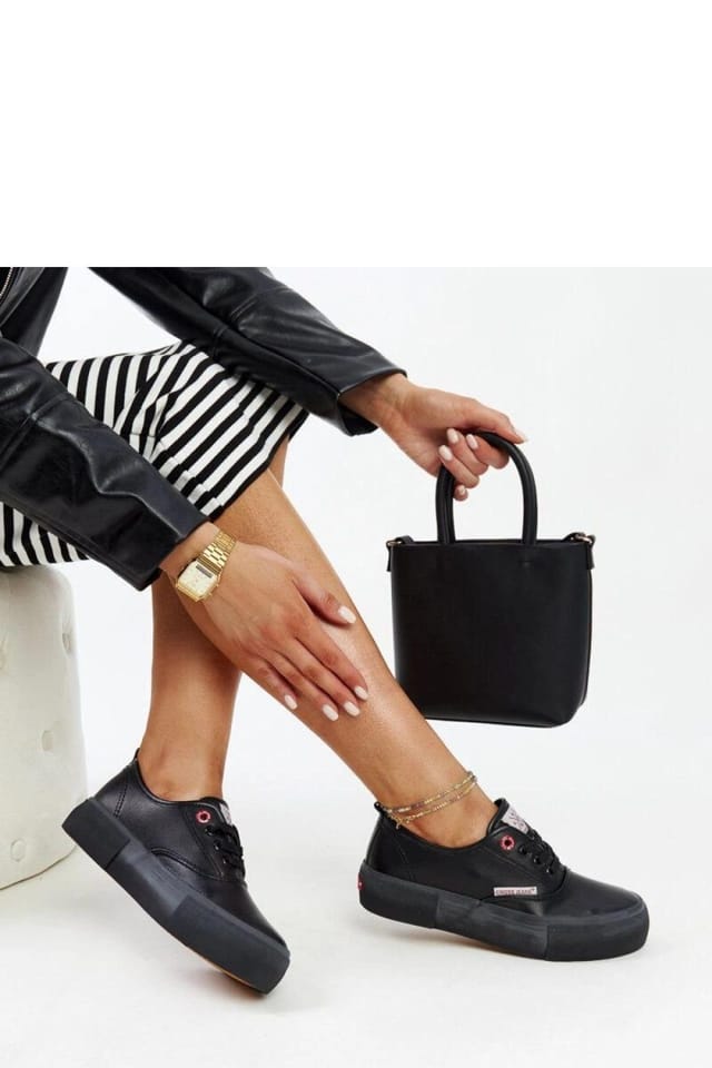 Love Lace Love Lace Women's Cross Jeans Lace Up Sneakers Black Rubber Sole Everyday - 2