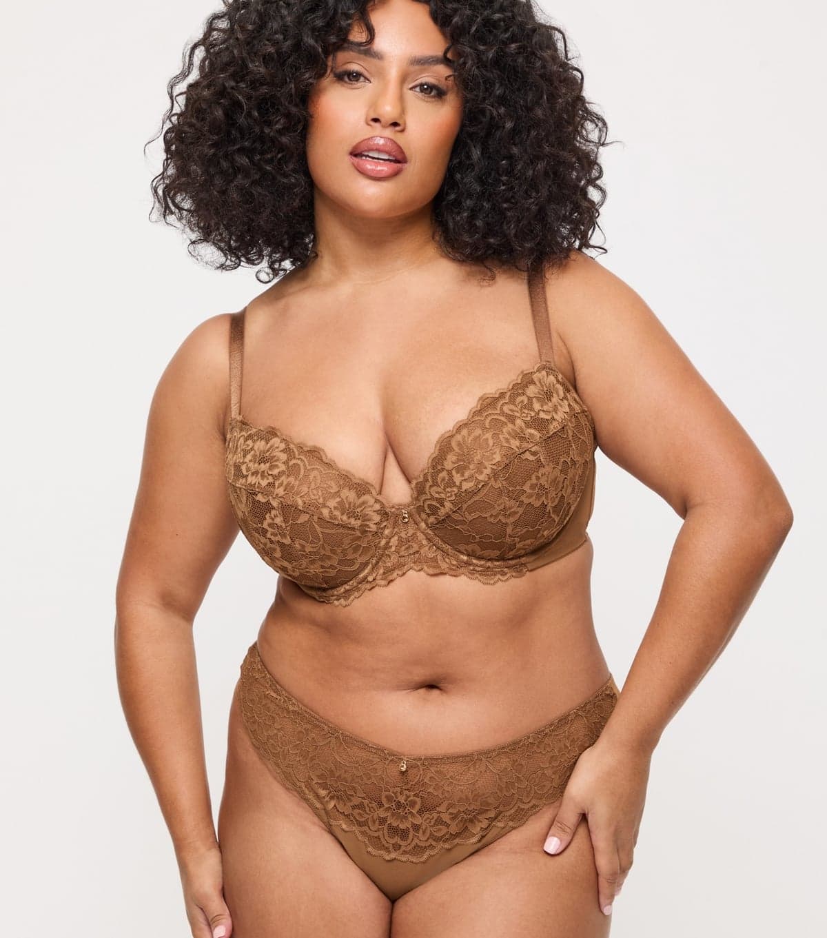 Ann Summers Women's Tan Lace Plunge Bra Ann Summers New Look