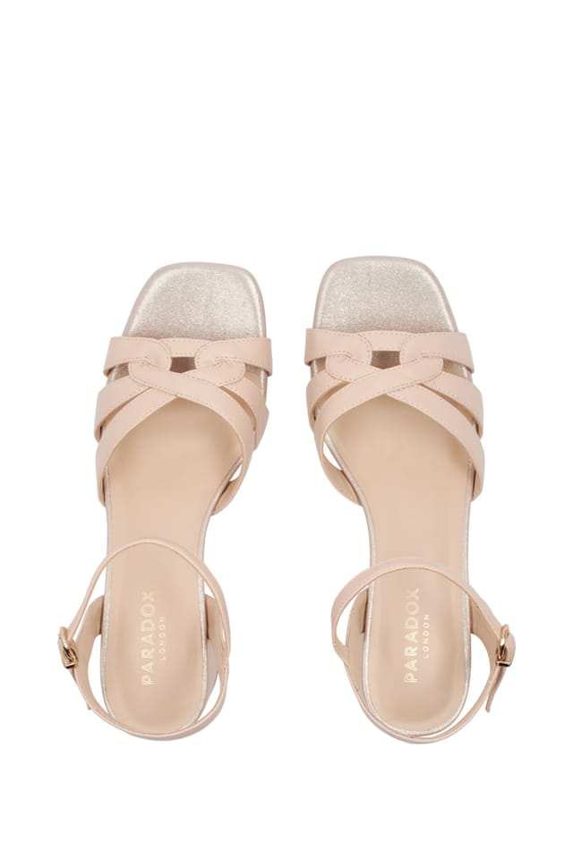 Paradox London Paradox London Women's 'Marcia' Faux Leather Block Heel Sandal in Nude - 3