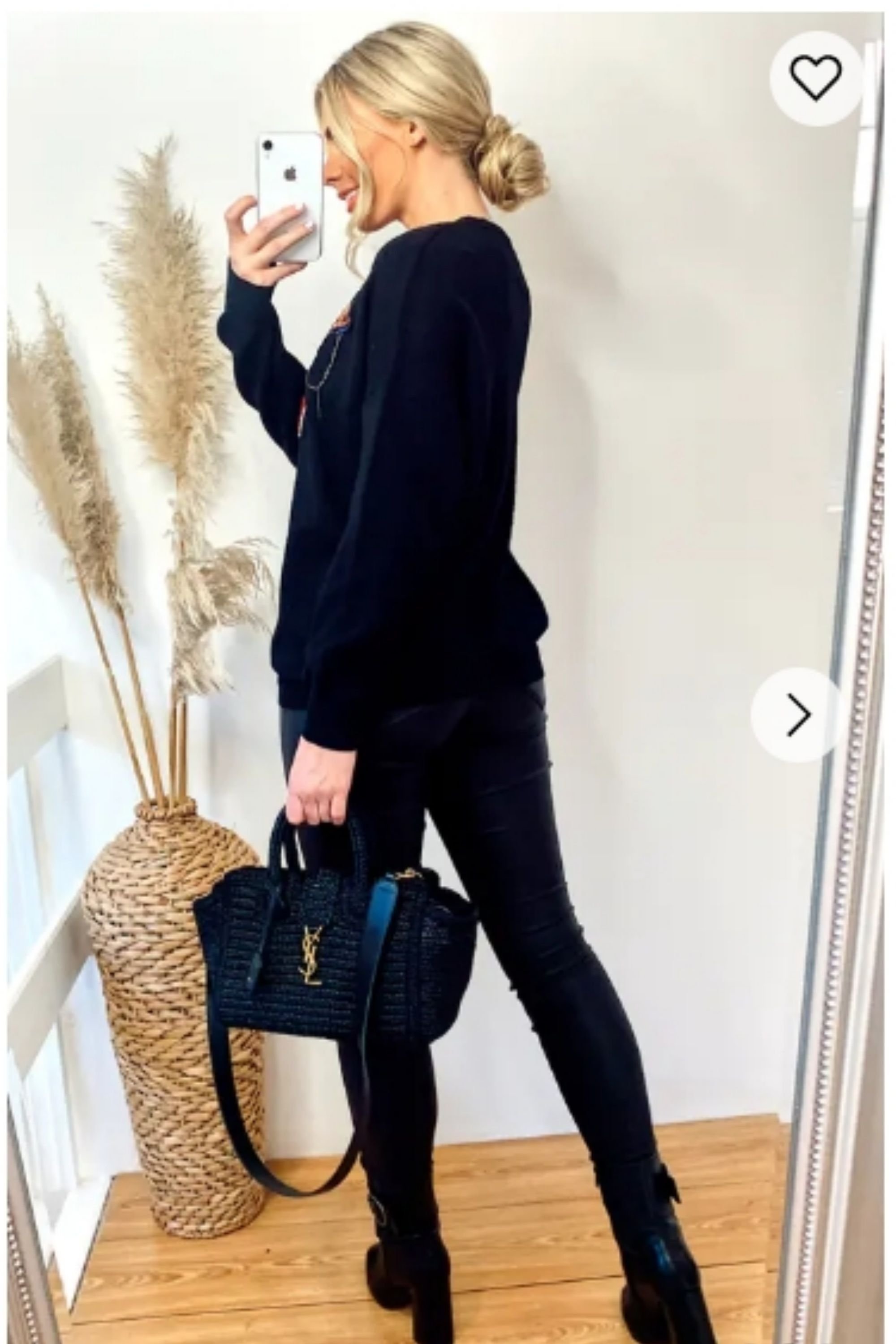 CY CY Women's Long Sleeve Jumper With Sequin Slogan Embellishments in Black - 4