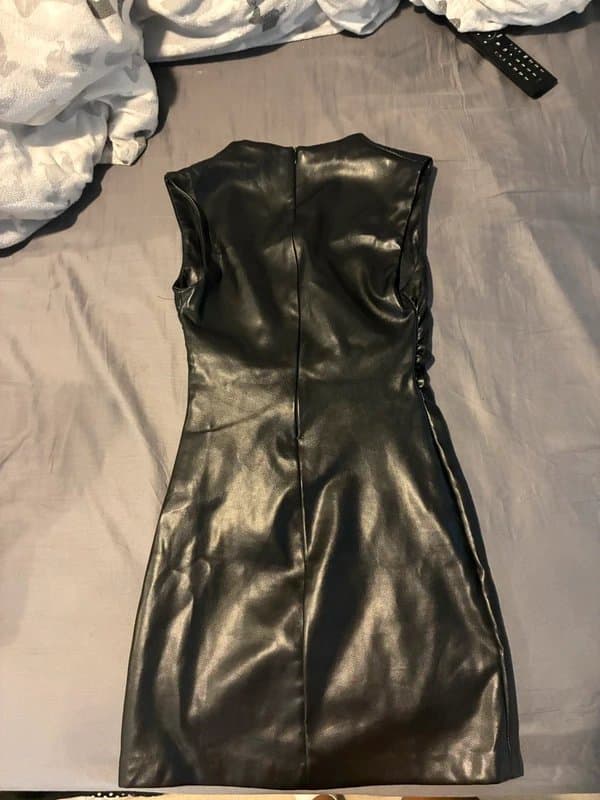 Bershka black leather dress