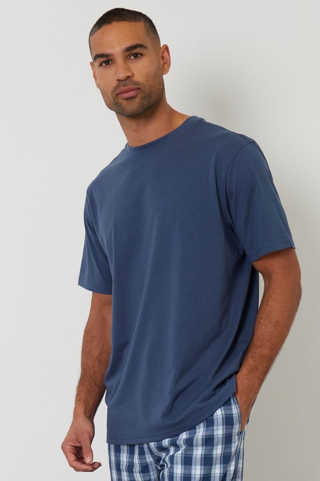 Threadbare Threadbare Men's Check Relaxed Fit Pyjama Set in Blue - 3