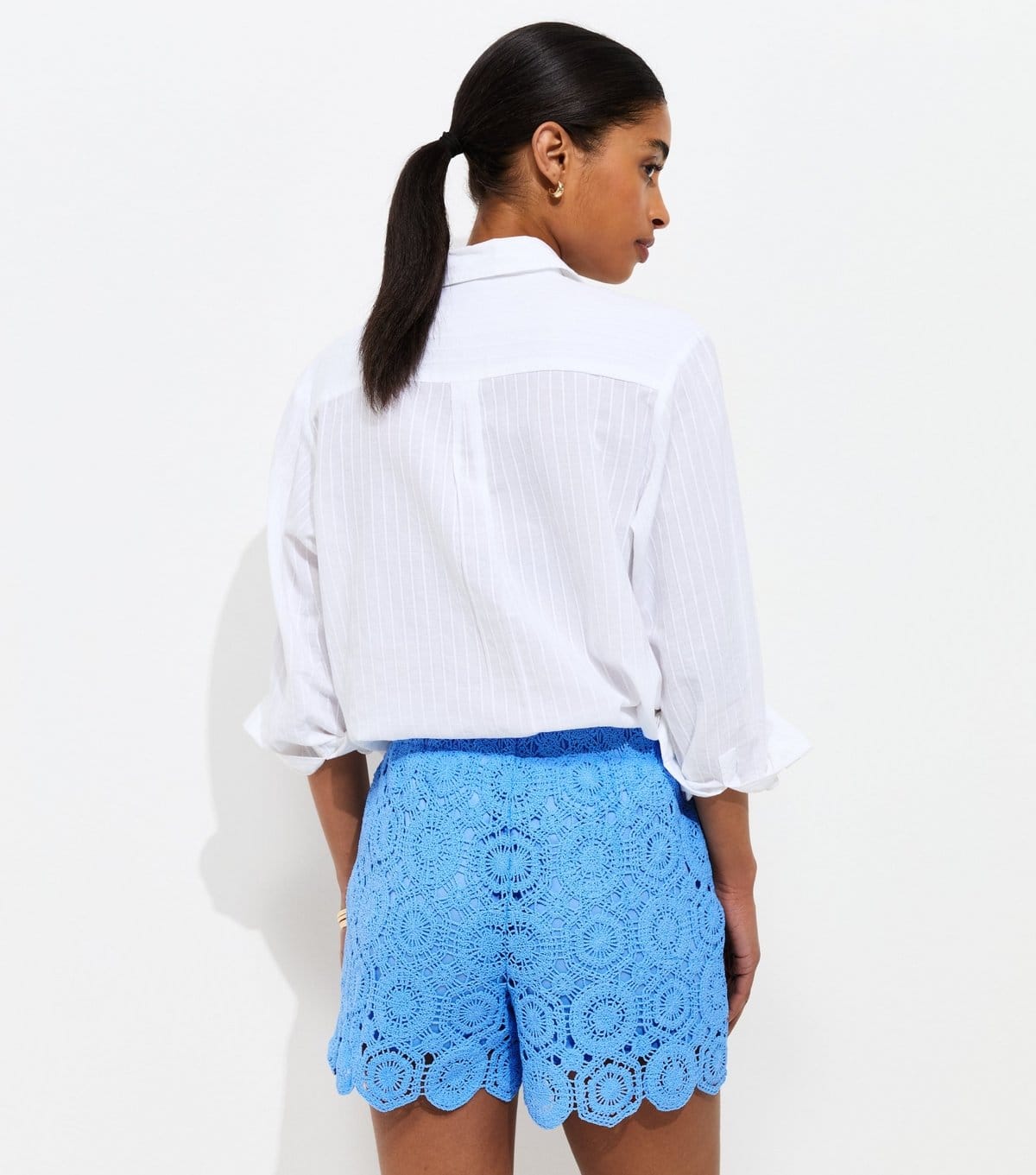 New Look Women's Blue Crochet Knit Shorts New Look - 4