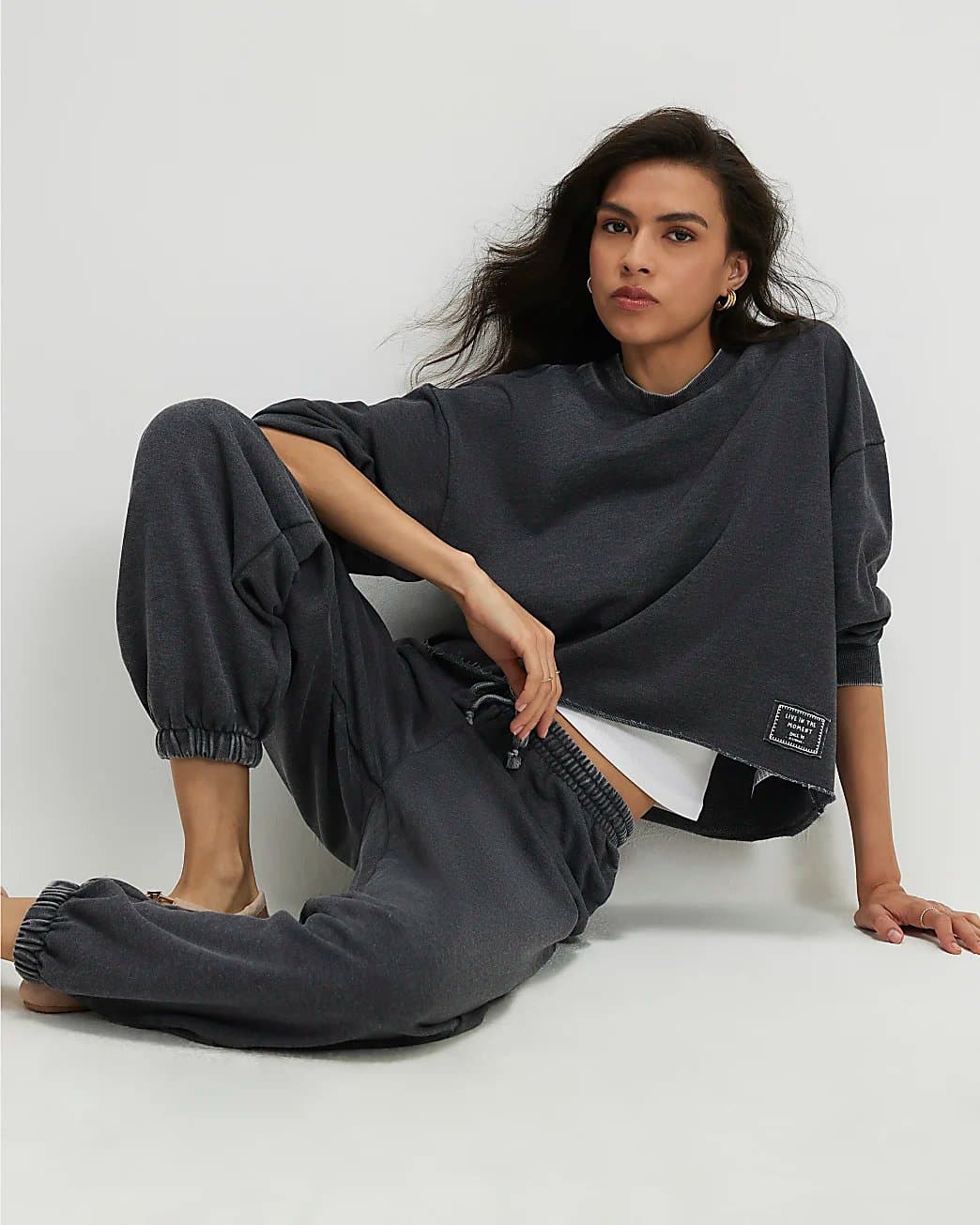 River Island River Island Womens Grey Cotton Blend Burnout Sweatshirt