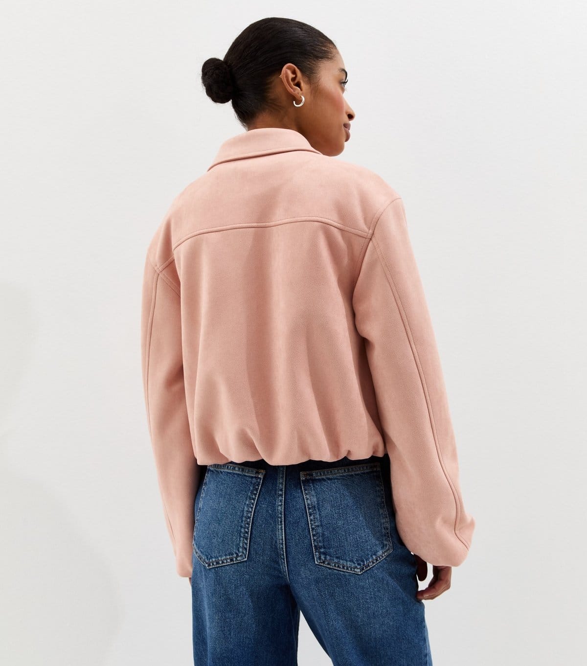 New Look Women's Light Pink Faux Suede Bubble Hem Jacket New Look - 4