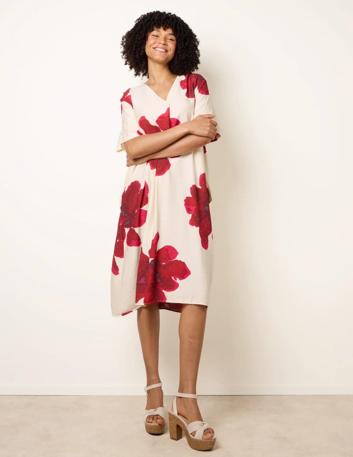 Blue Vanilla Floral Print Diamante Detailed Dress