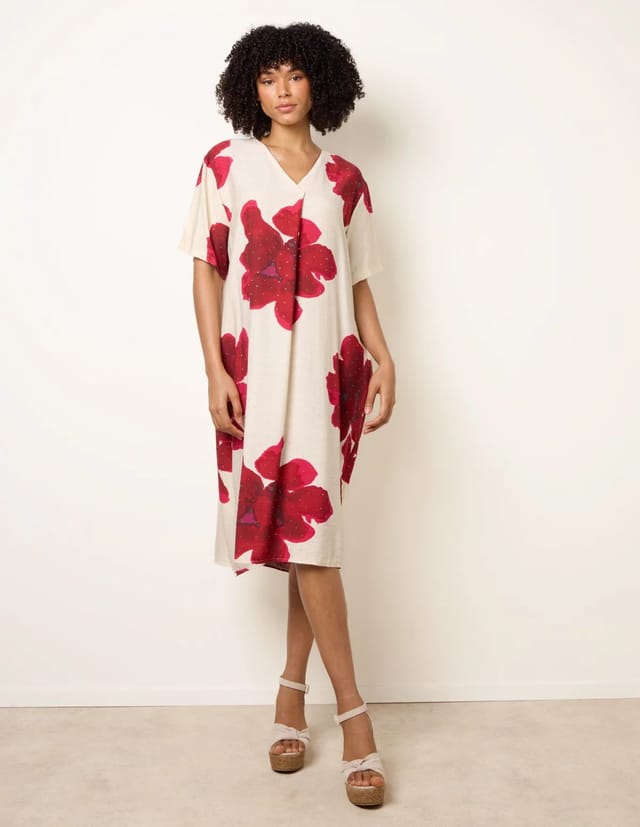 Blue Vanilla Floral Print Diamante Detailed Dress - 2