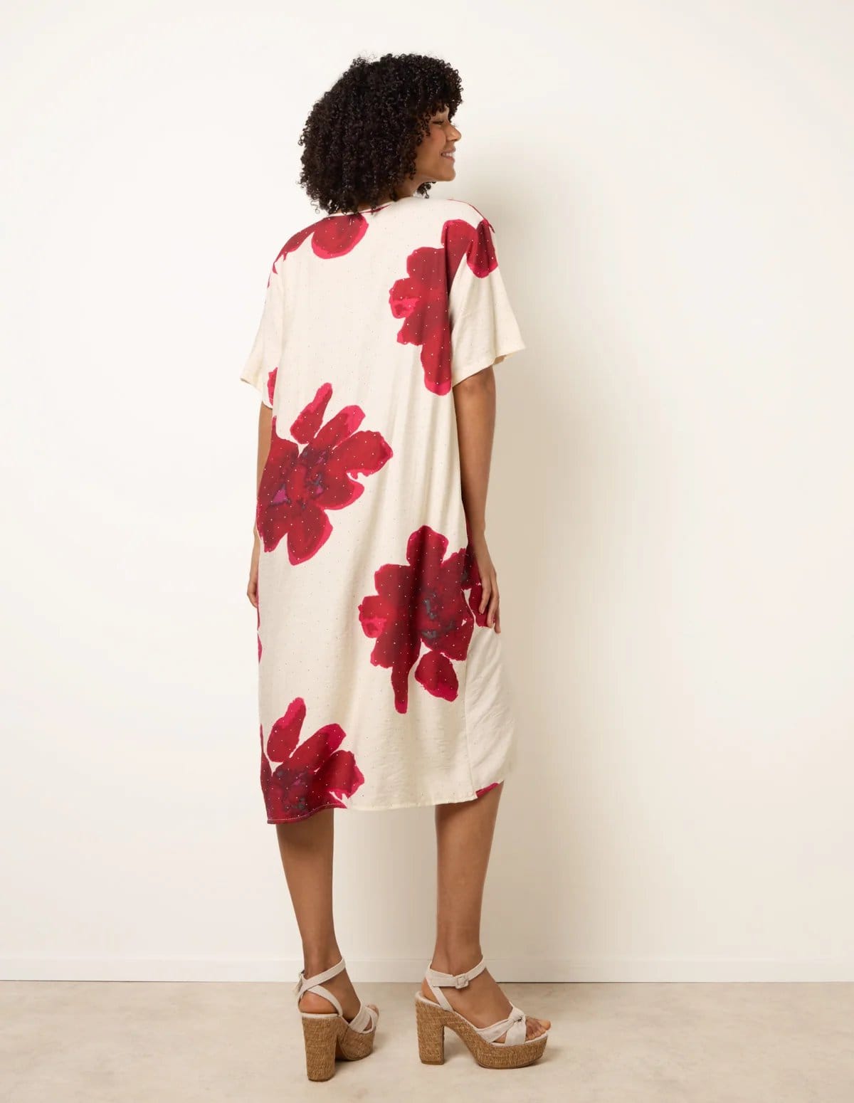 Blue Vanilla Floral Print Diamante Detailed Dress - 4