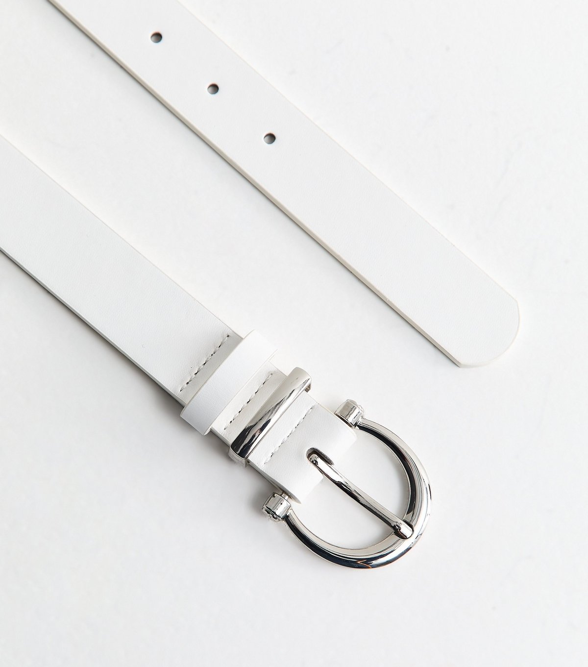 New Look White Faux Leather Buckled Belt New Look - 3