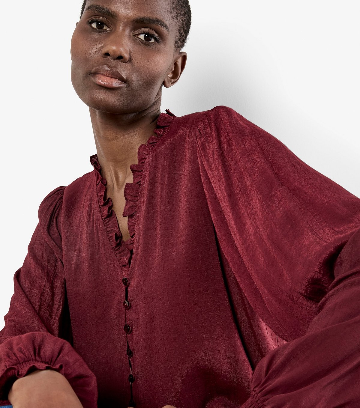 Apricot Women's Burgundy Ruffle Smock Boho Blouse Apricot New Look - 2