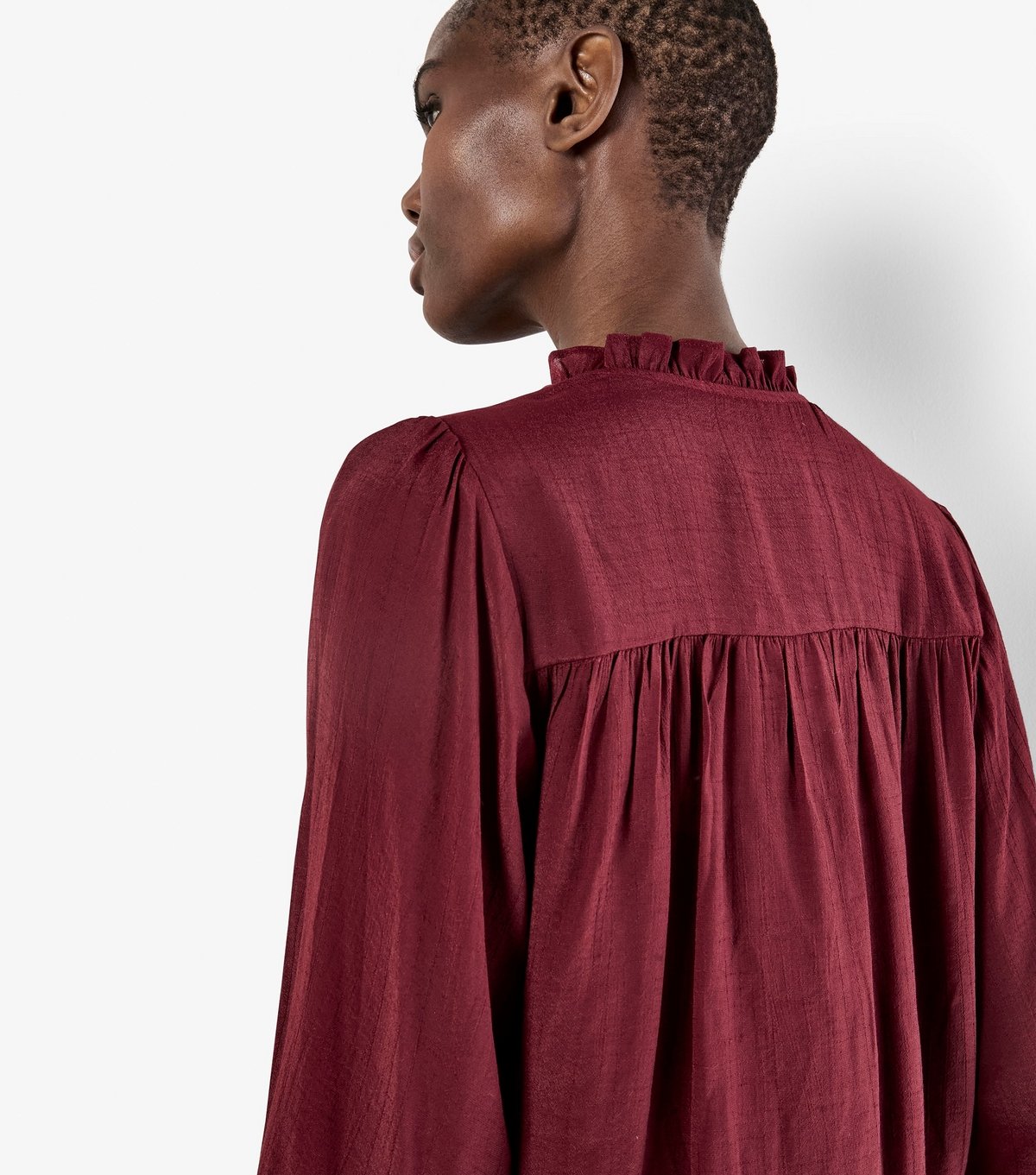 Apricot Women's Burgundy Ruffle Smock Boho Blouse Apricot New Look - 3