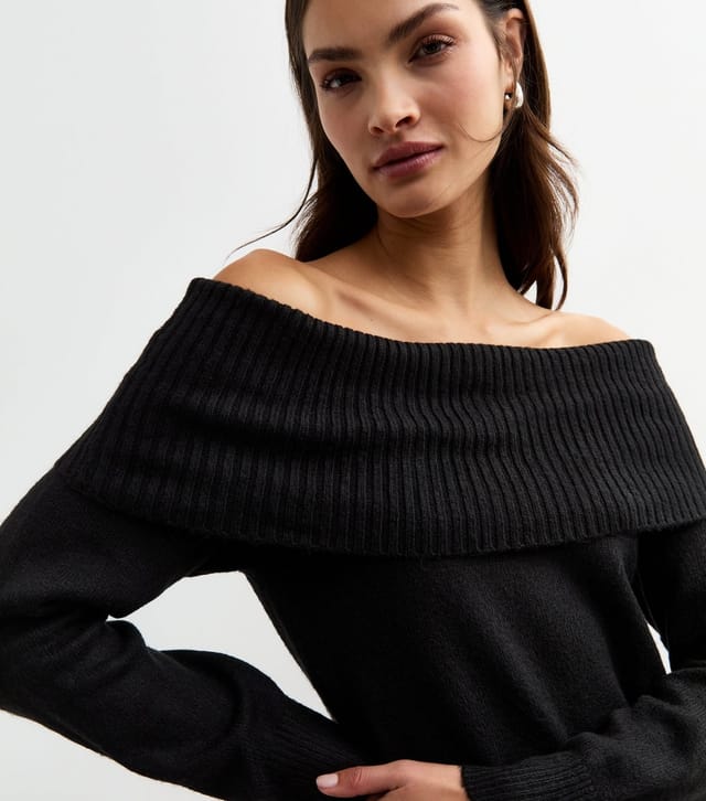 New Look Women's Black Knit Bardot Midi Dress New Look - 2