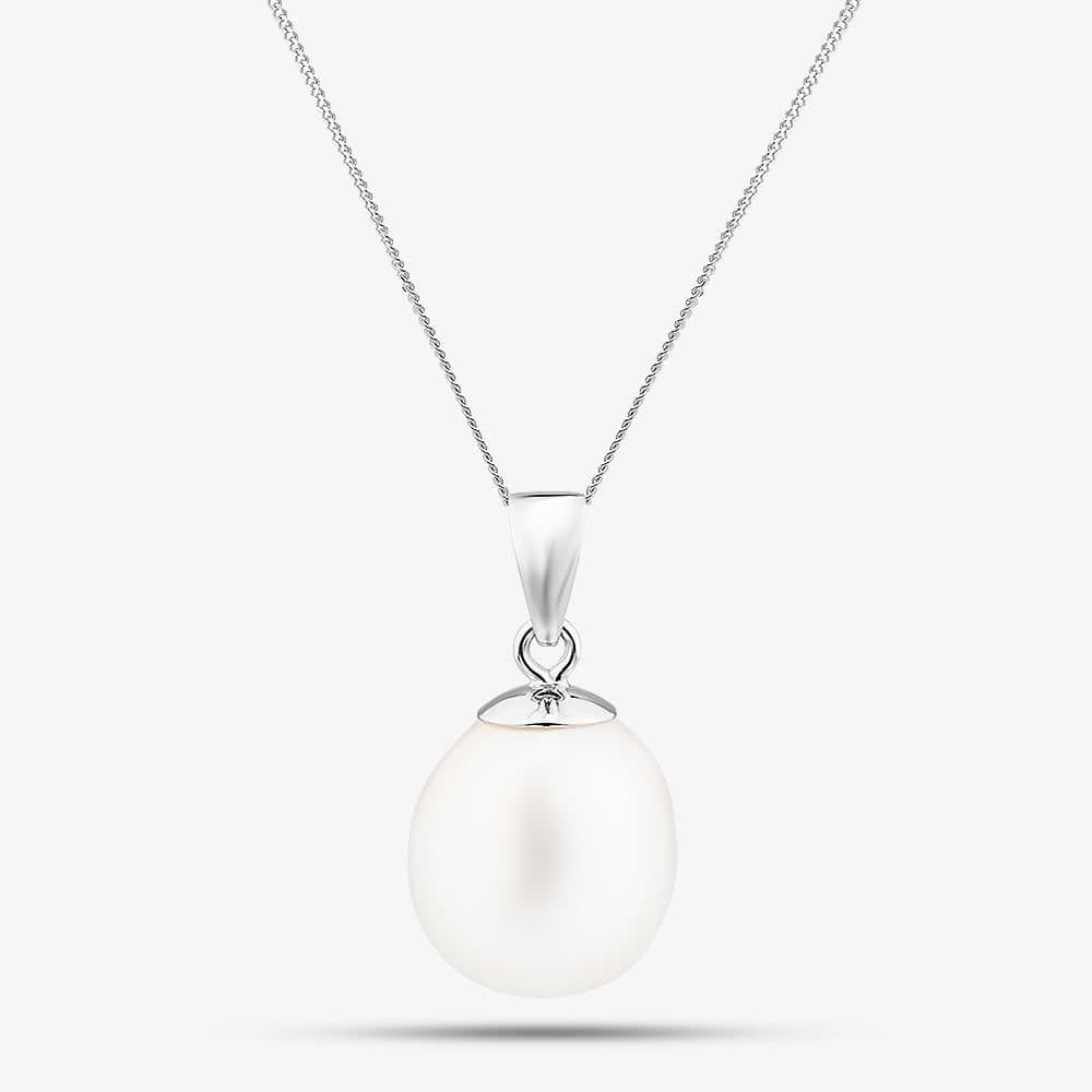 T.H.Baker T.H.Baker Women's 9ct White Gold Freshwater Pearl Pendant Necklace PNZ70057WG in Silver