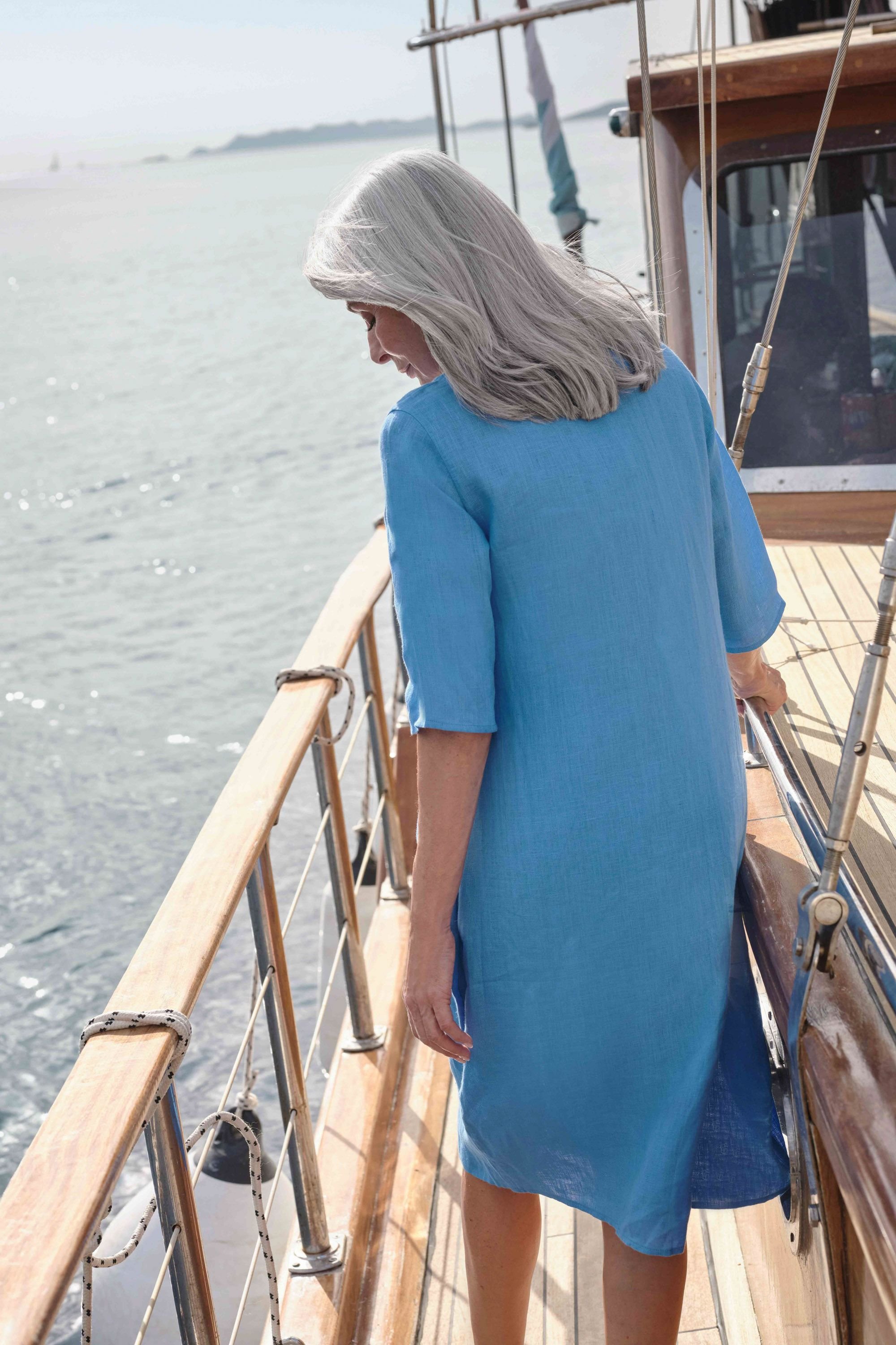 WoolOvers WoolOvers Women's Womens Linen Pocket Tunic Dress in Blue - 3