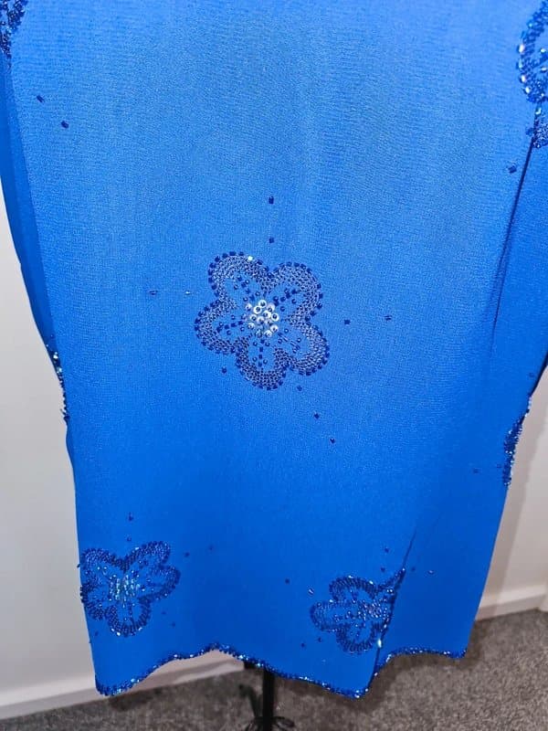 Jacques Vert Jacques Vert Royal Blue Beaded Chiffon Top UK 20 Elegant Occasion Blouse