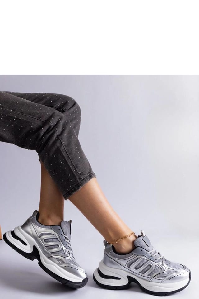 Love Lace Love Lace Women's Sporty Lace Up Sneakers with Black Rubber Sole Comfort Fit in Grey - 2