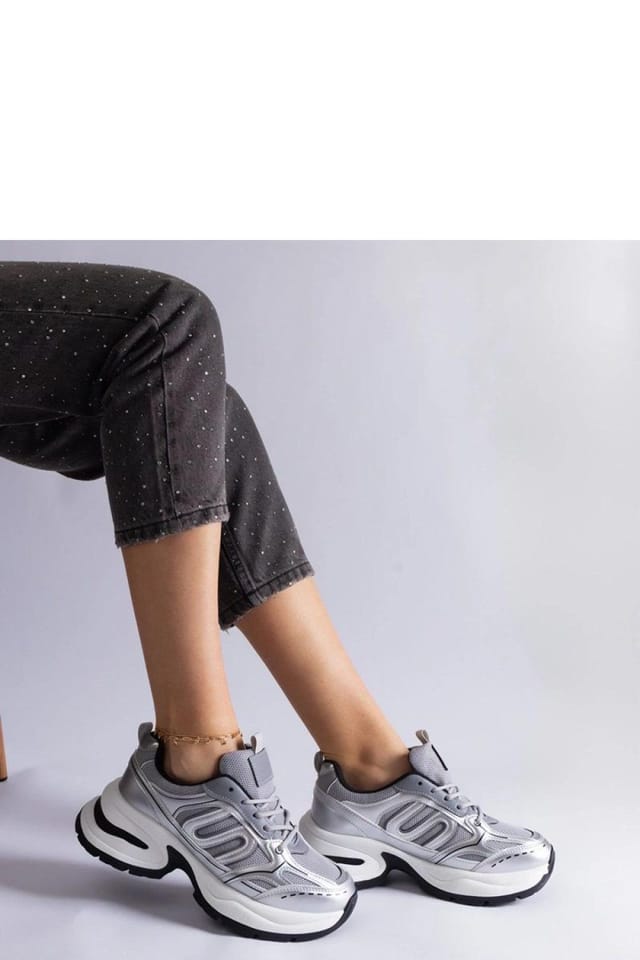 Love Lace Love Lace Women's Sporty Lace Up Sneakers with Black Rubber Sole Comfort Fit in Grey - 3