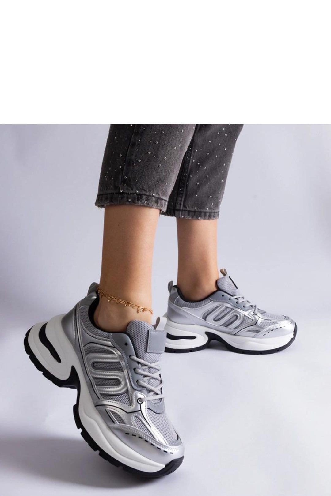 Love Lace Love Lace Women's Sporty Lace Up Sneakers with Black Rubber Sole Comfort Fit in Grey - 4