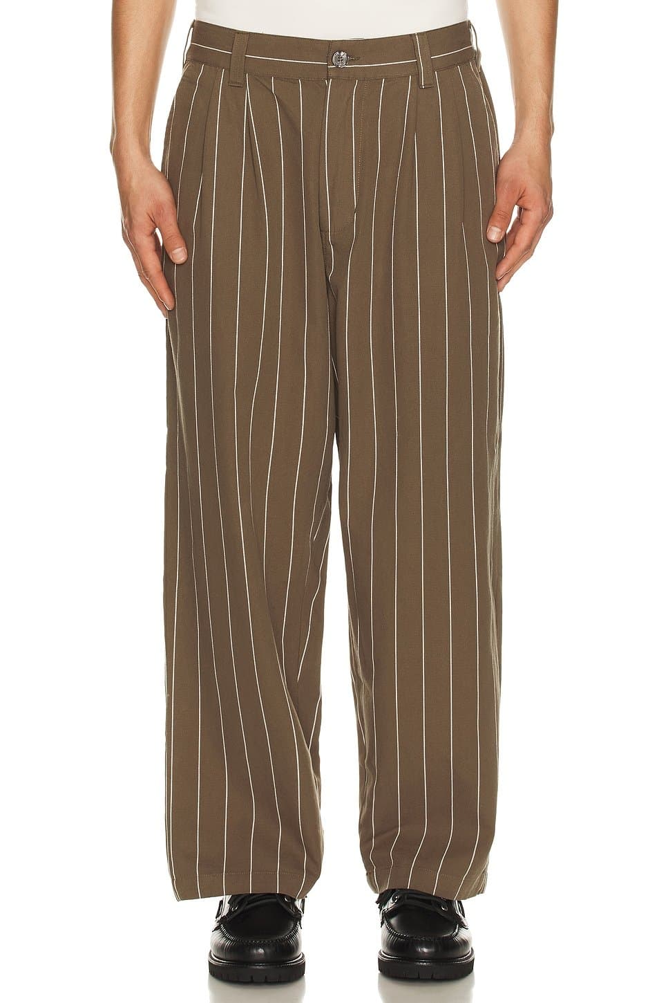 revolve Obey Foster Pleated Stripe Pant in Canteen Multi