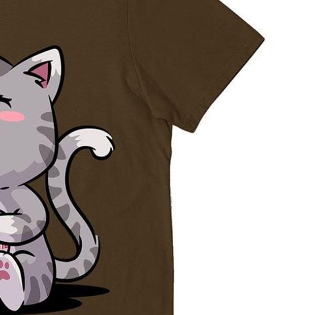 Vo Maria Vo Maria Men's Kawaii Neko Cat T-Shirt in Brown - 2