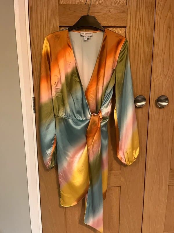 Never Fully Dressed Rainbow silk wrap dress never fully dressed size 8 Tall