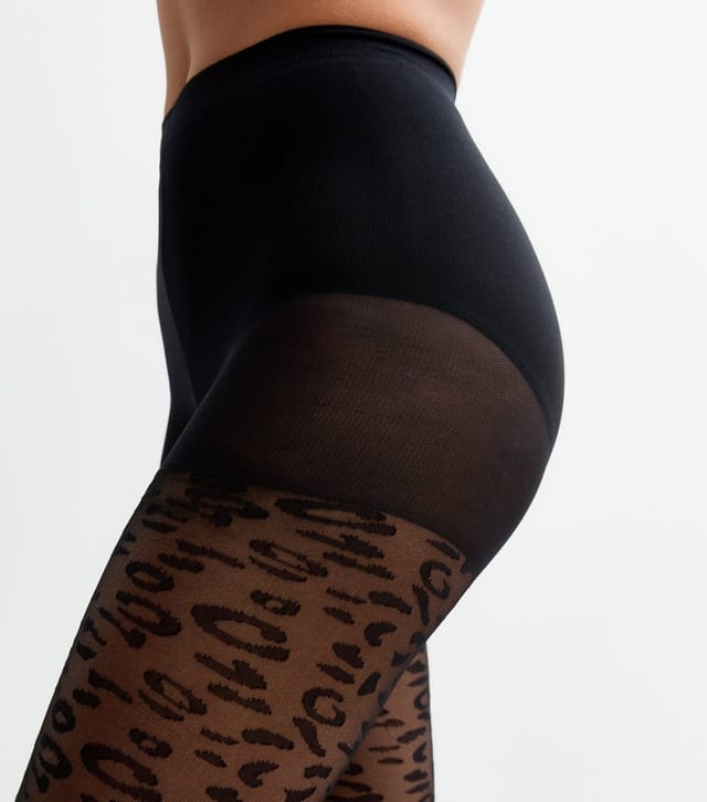 New Look Black Leopard Print Fashion Tights New Look - 2
