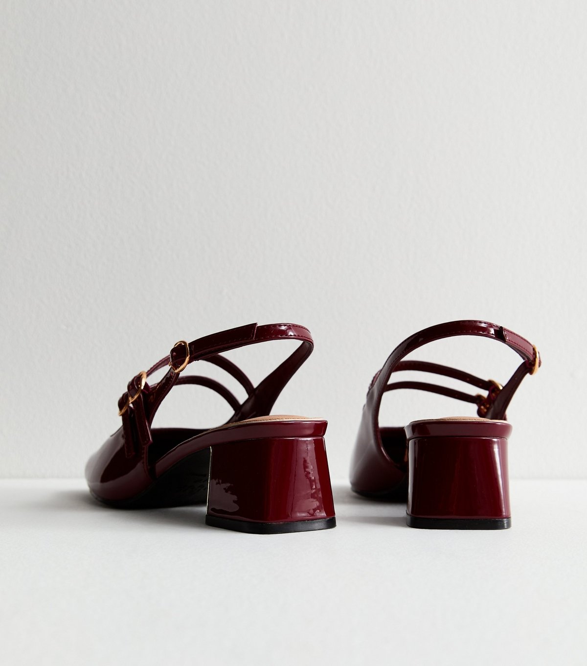 New Look Women's Wide Fit Burgundy Block Heel Mary Jane Shoes Vegan New Look - 3
