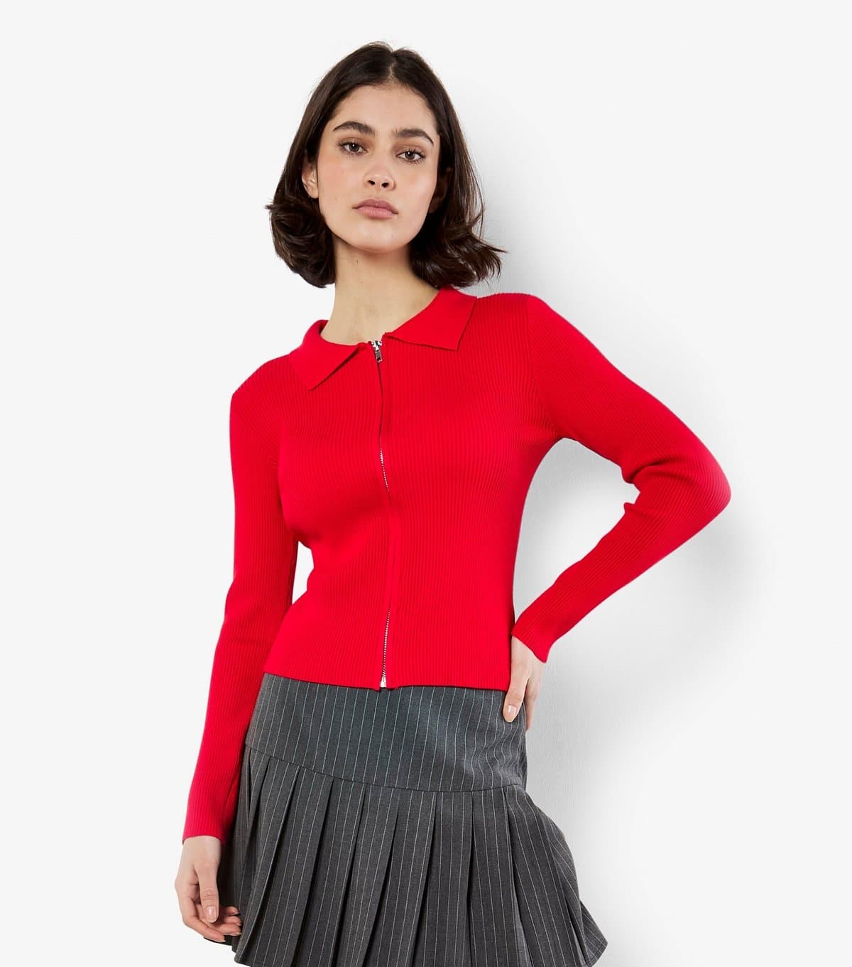 Apricot Women's Red Zip Through Cardigan Apricot New Look