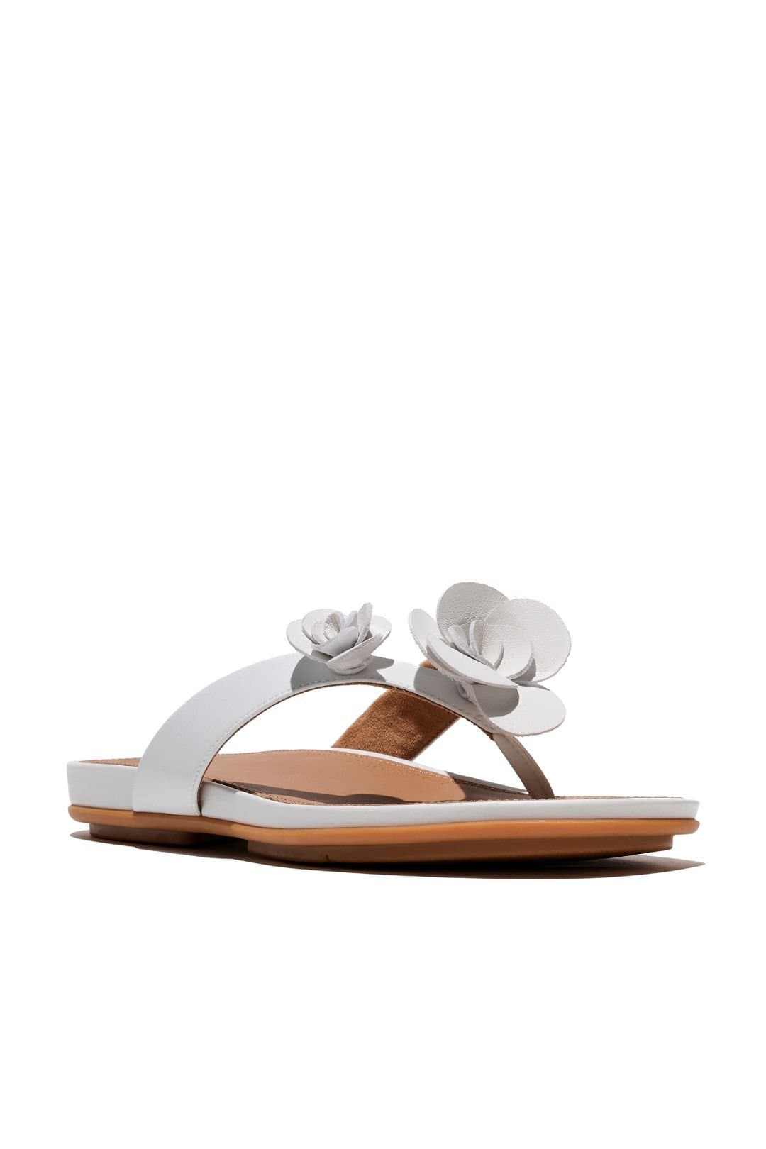 FitFlop FitFlop Women's Gracie Flower Leather Flip-Flops White
