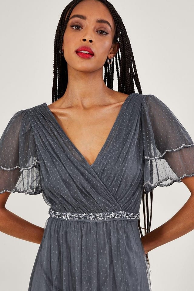 Monsoon Monsoon Women's 'Isla' Spot Mesh Maxi Dress in Blue - 2