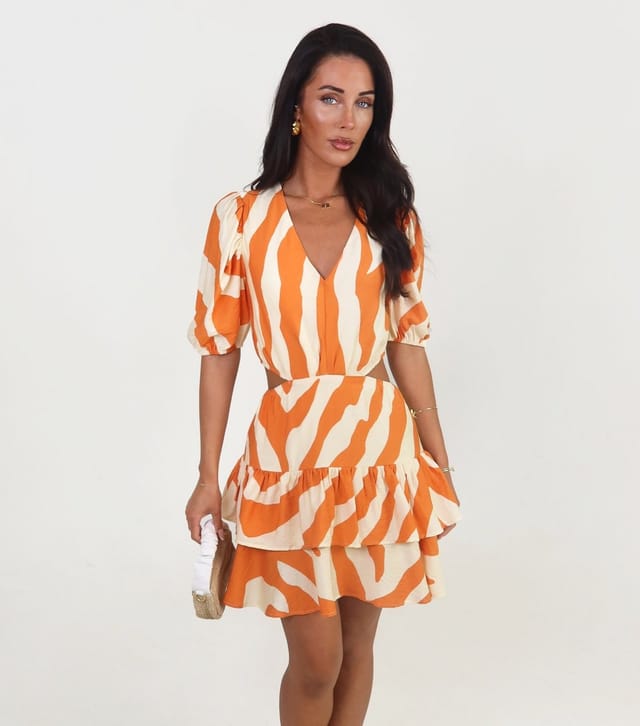 AX Paris Women's Orange Abstract Stripe Cut Out Mini Dress AX Paris New Look - 2