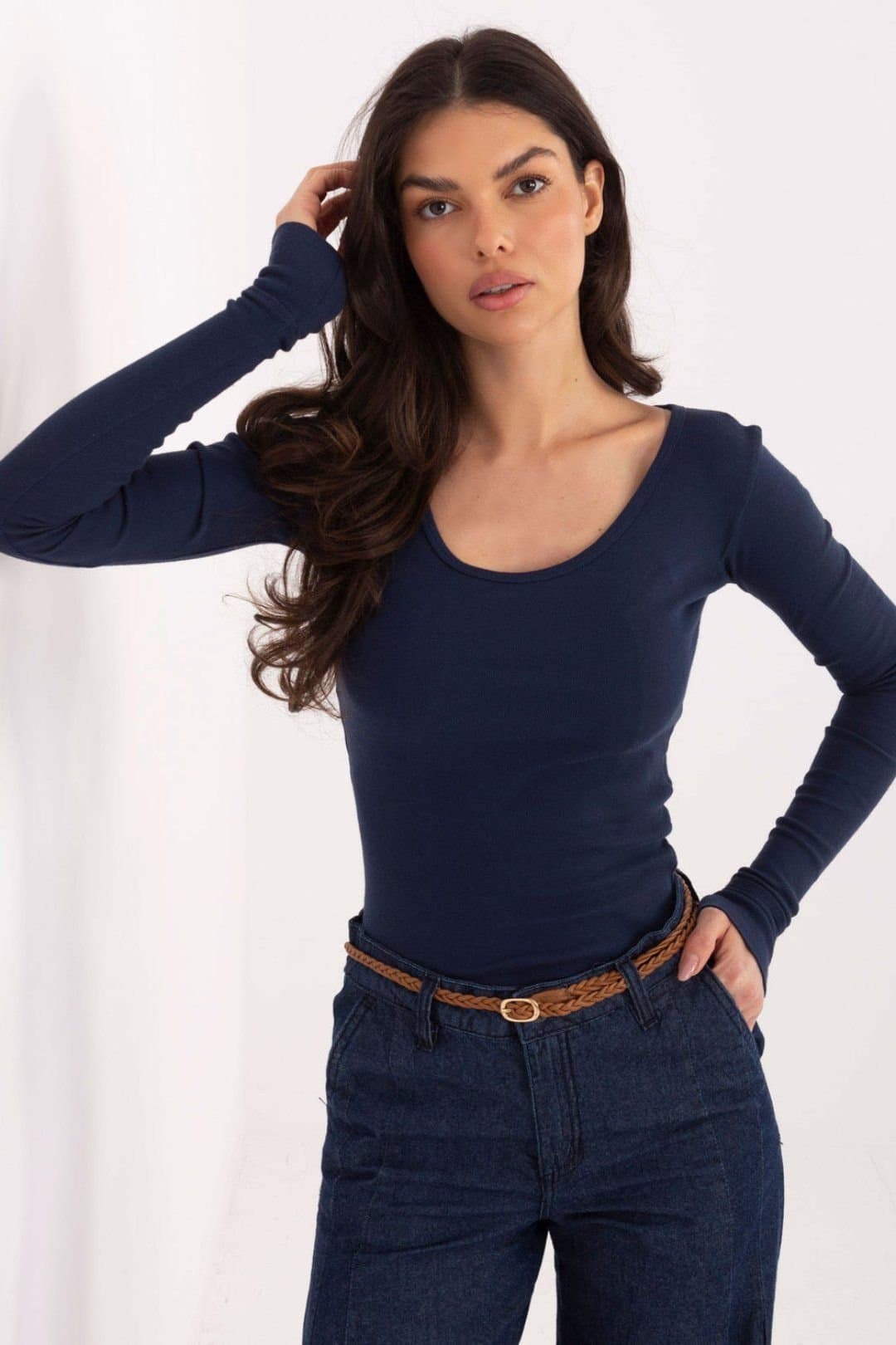 Love Lace Love Lace Blue Cotton Long Sleeve Blouse