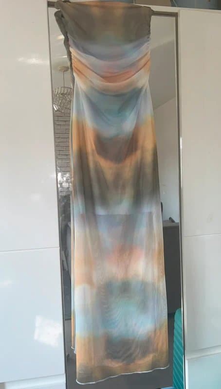Bershka Mesh Ruched Strapless Dress