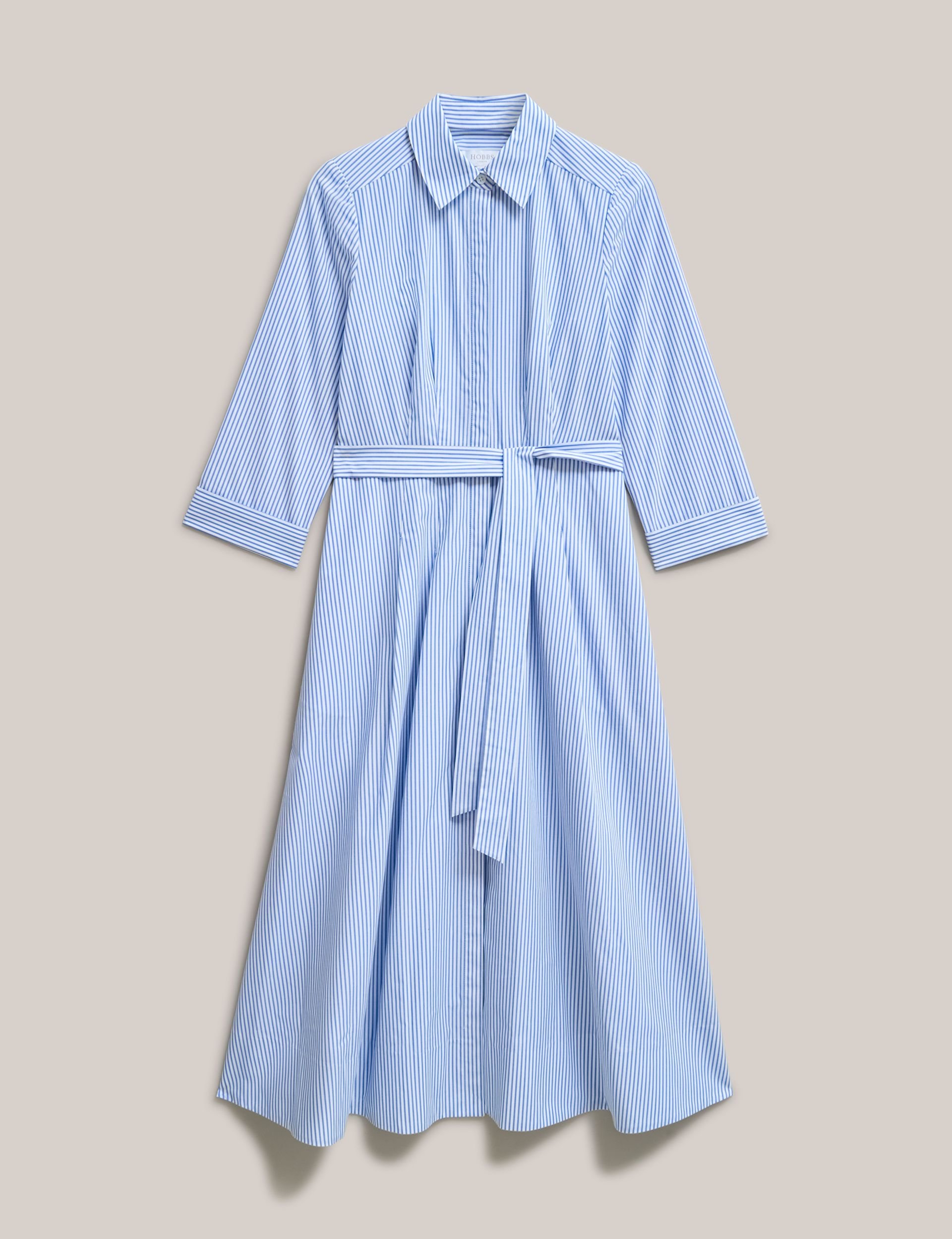 Hobbs London Hobbs London Women's Jane Belted Midi Shirt Dress in Light Blue - 2