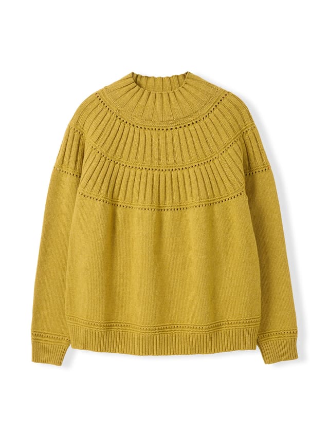 Celtic & Co Celtic & Co Women's Textured Yoke Sweater in Mustard - 2