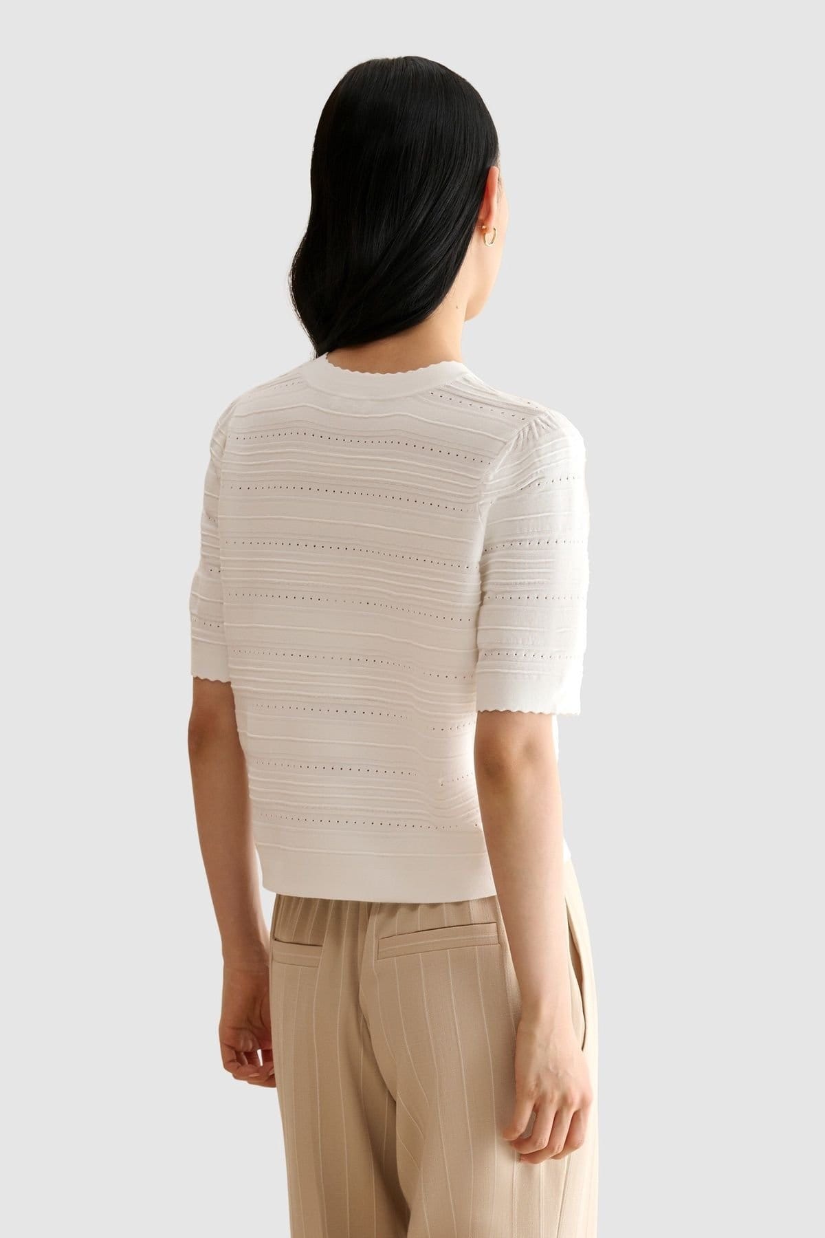 Hobbs London Hobbs London Women's Mimi Short Sleeve Pointelle Cardigan in Warm White - 4