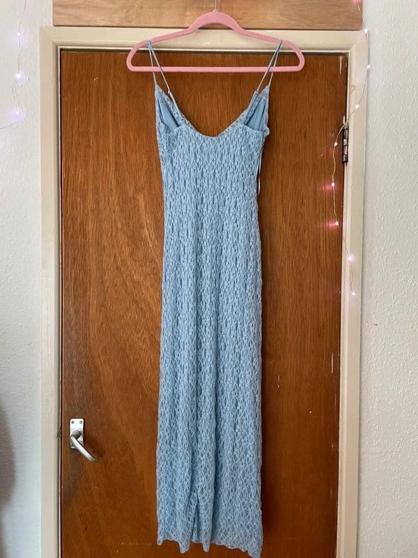 Bershka Baby Blue Lace Maxi Dress