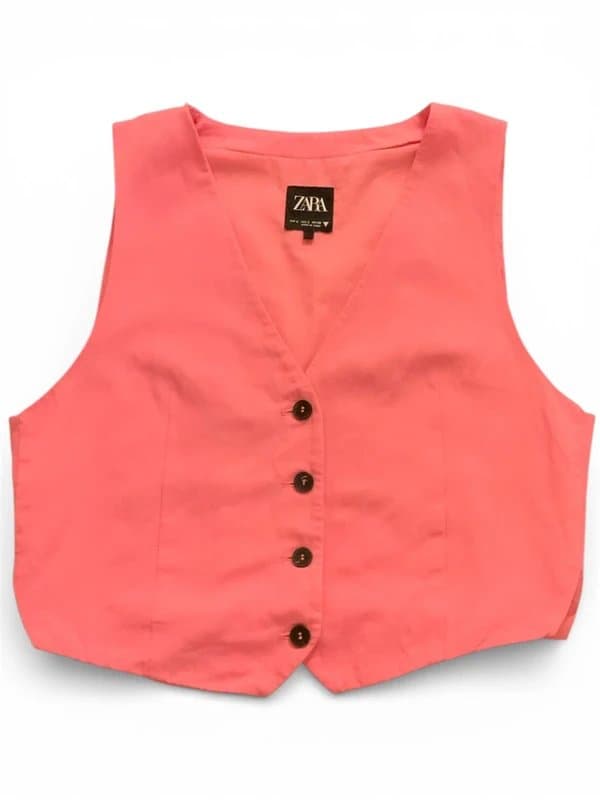 Zara Women’s Y2K Zara Pink Waistcoat Crop Vest Cotton Blend Size S. Party wear