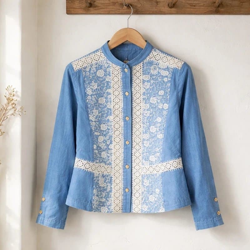 River Island * NEW * (no tags) River Island Denim Embroidered Jacket -UK 12- RRP $110