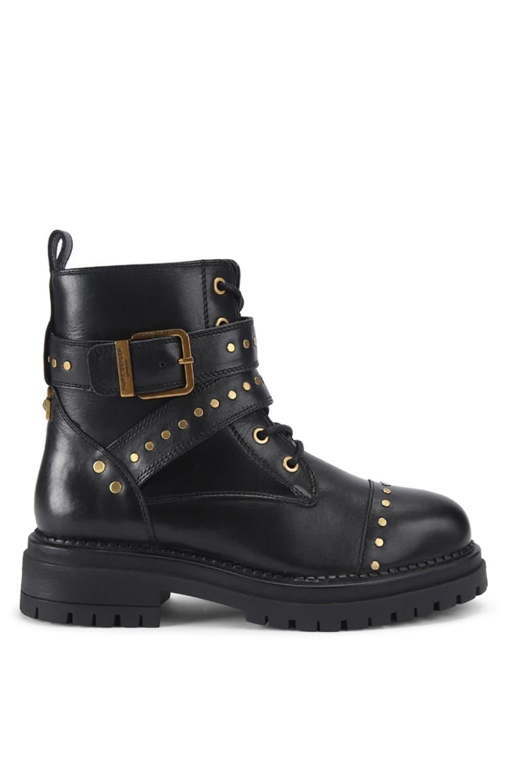 Kurt Geiger London Kurt Geiger London Women's 'Buckle Stud Ankle Boot' Leather Boots in Black