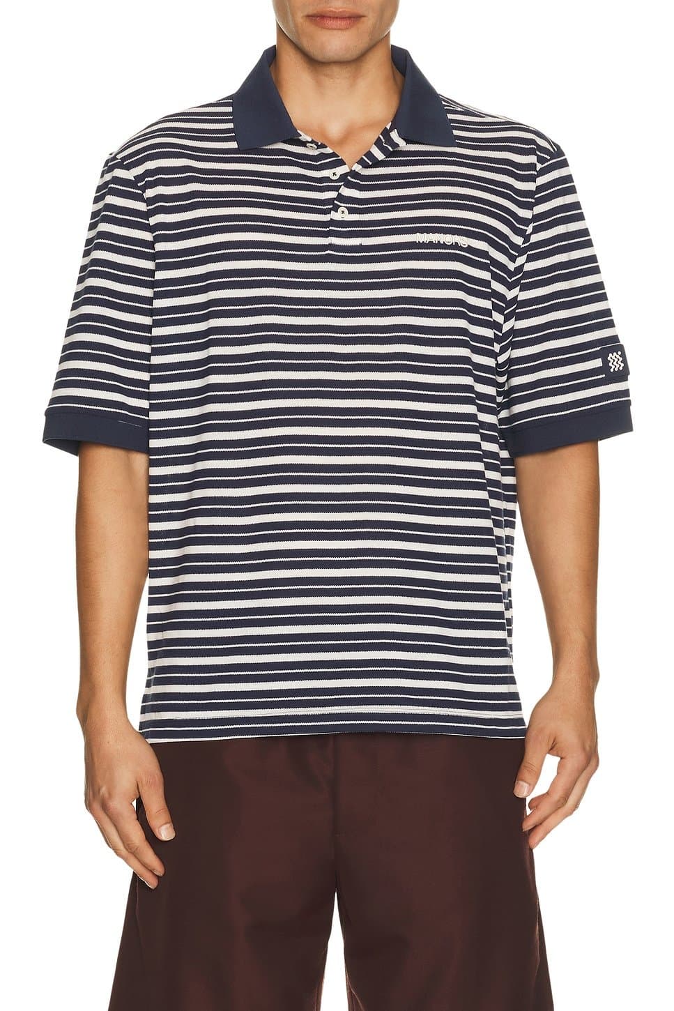 revolve Revolve Navy Pique Stripe Polo