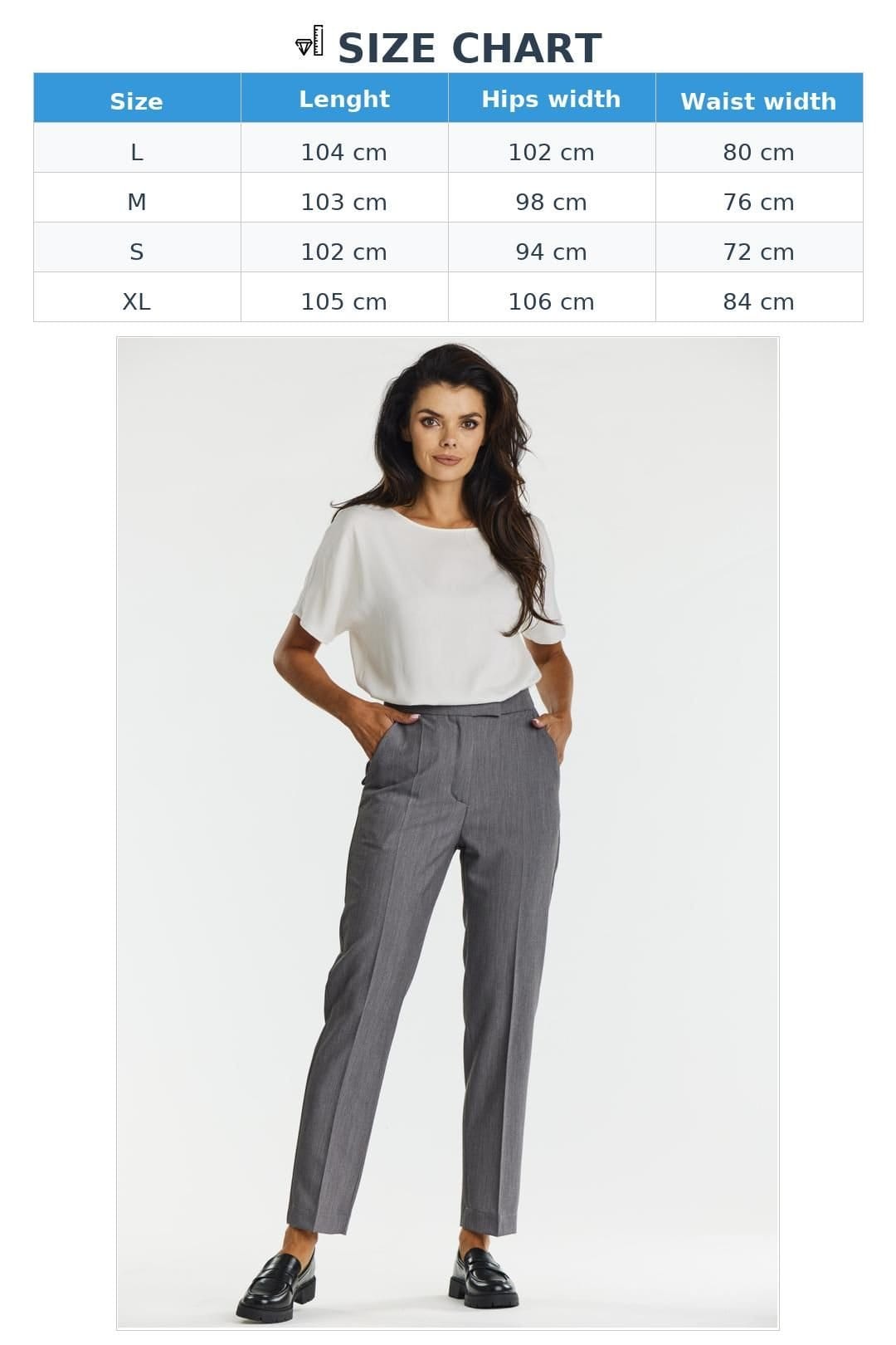 Love Lace Love Lace Women's Elegant Cigarette Trousers with Slip Pockets in Grey - 4