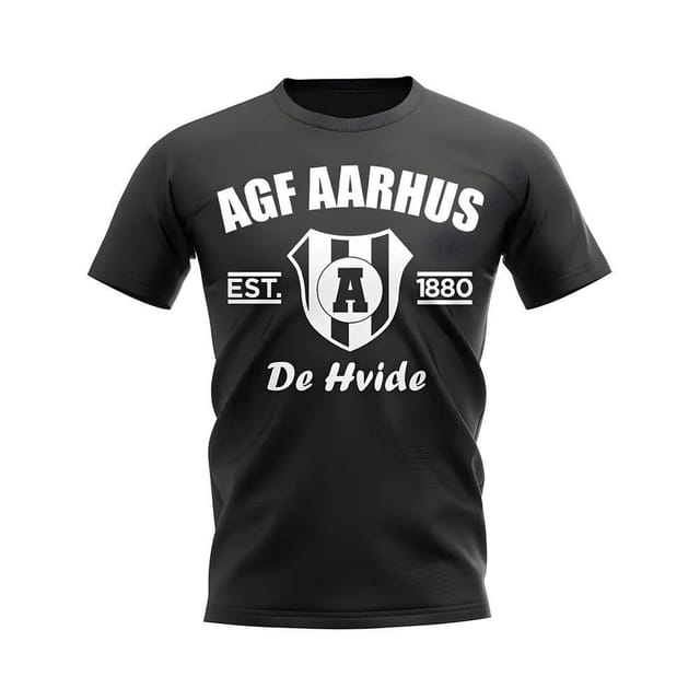AGF Aarhus AGF Aarhus Men's Personalised Established Football T-Shirt in Black - 2