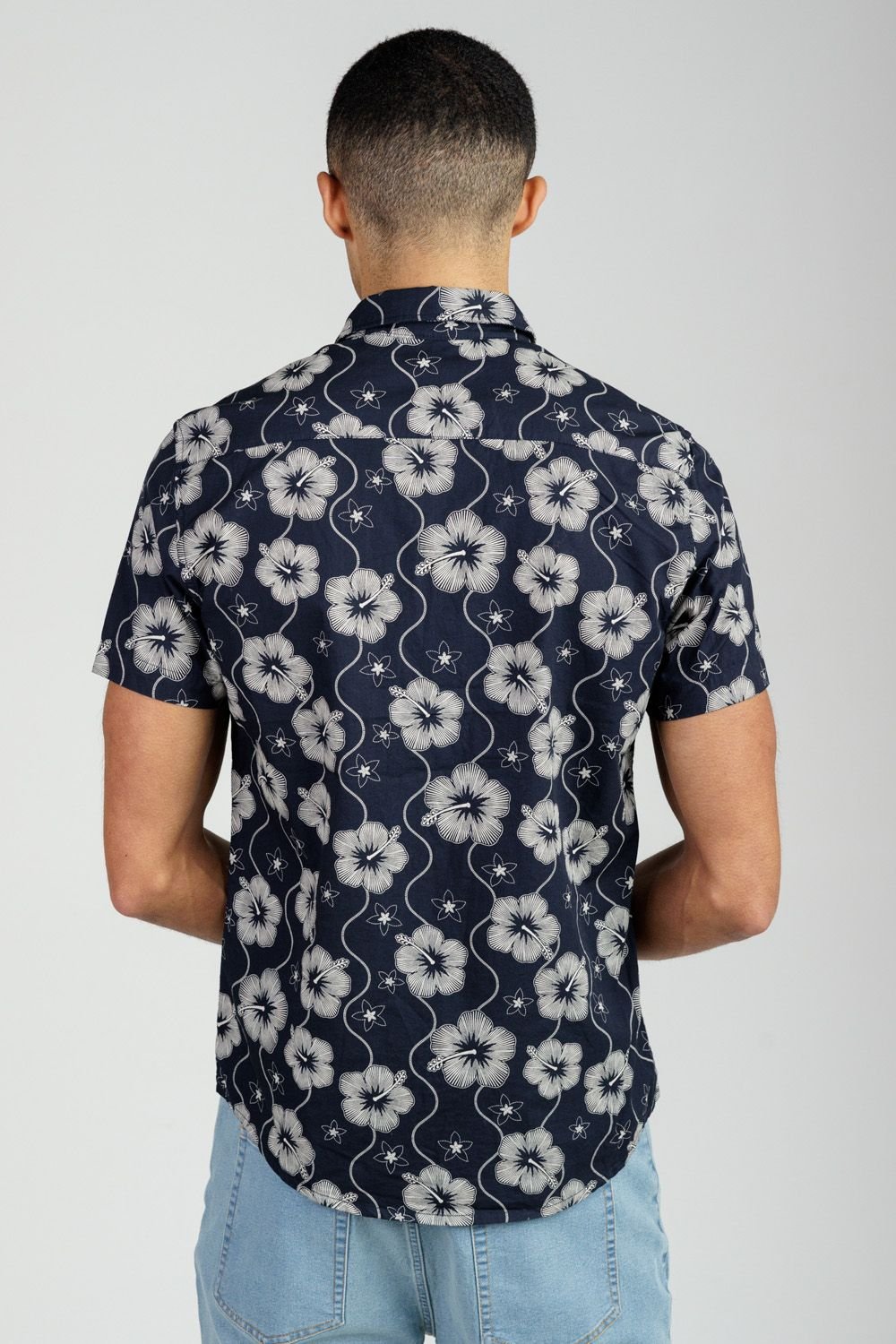 Tokyo Laundry Tokyo Laundry Men's Cotton Poplin Button-Up Shirt with Abstract Floral Print in Navy - 2