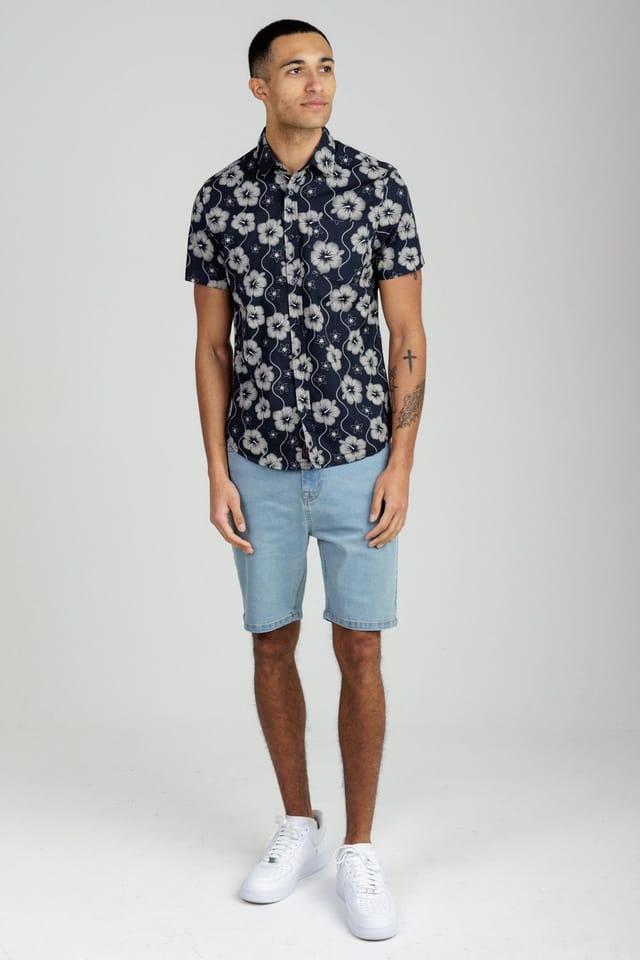 Tokyo Laundry Tokyo Laundry Men's Cotton Poplin Button-Up Shirt with Abstract Floral Print in Navy - 3