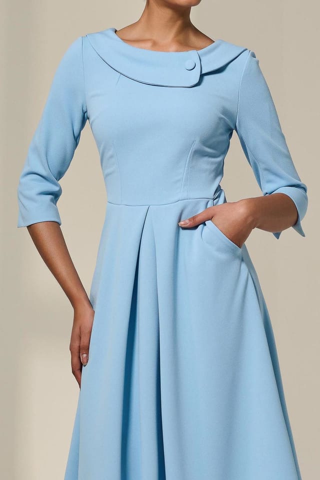 Jolie Moi Jolie Moi Women's Sloan 3/4 Sleeve Midi Dress in Light Blue - 3
