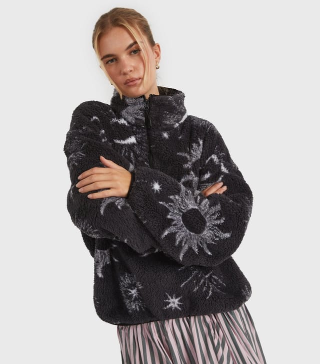 Skinnydip Women's Black Celestial Pattern Fleece Sweatshirt Skinnydip New Look - 2