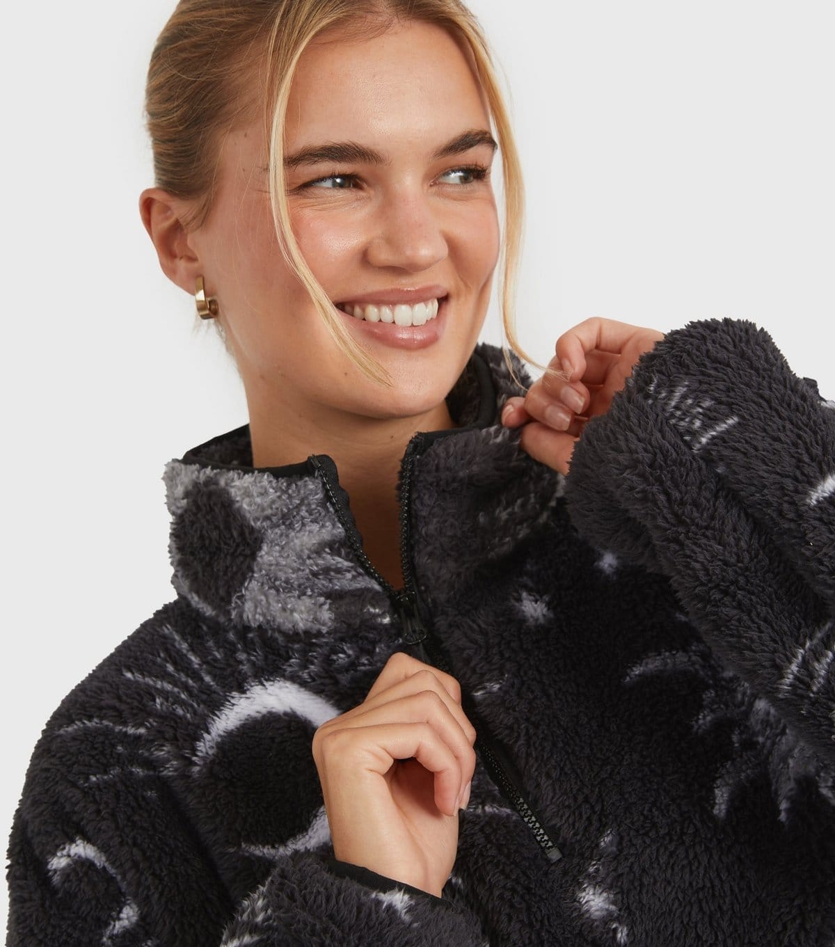 Skinnydip Women's Black Celestial Pattern Fleece Sweatshirt Skinnydip New Look - 4
