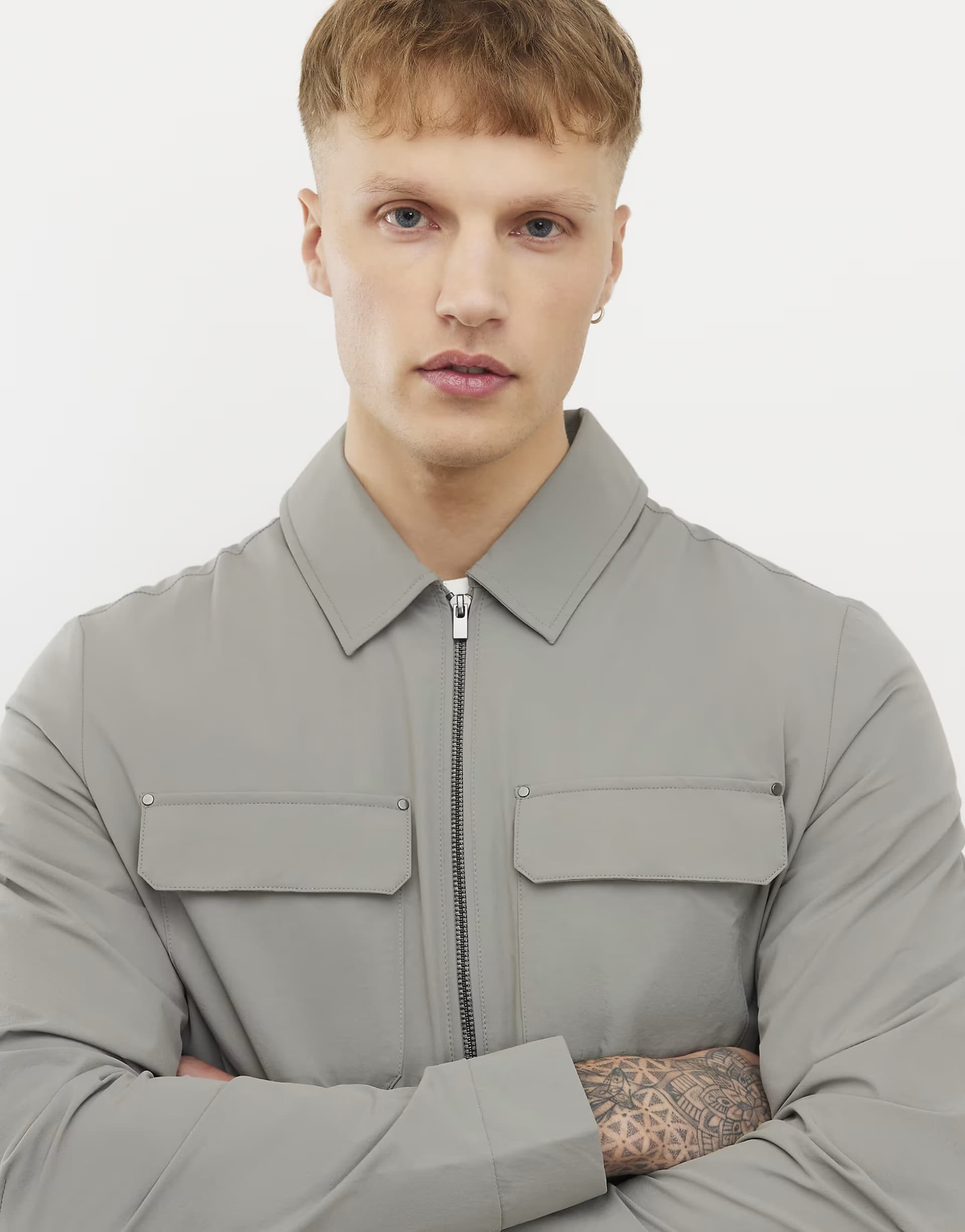 ASOS River Island Muscle fit shacket in grey