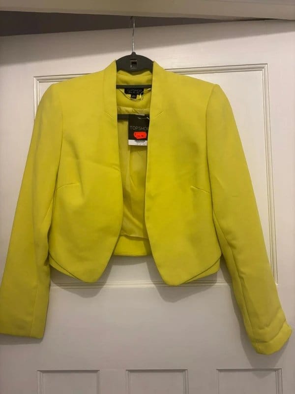 Topshop Yellow Cropped Blazer Jacket